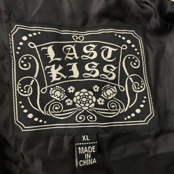 Vintage 90s Last Kiss Wool Blend Over Coat XL Black White Lined Pockets Buttons - Picture 6 of 6